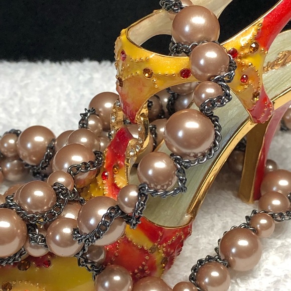 💕⭐️vintage coffee glass “pearls” with chain accents -xtra long - Picture 9 of 9